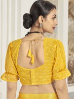 Yellow Chiffon Printed Saree